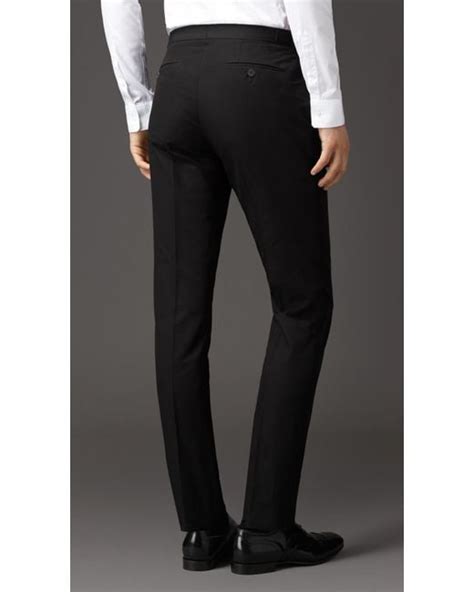 Burberry Slim Fit Cotton Trousers With Side Adjusters In Black For Men