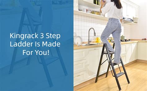 Kingrack Aluminium Step Ladder With Wide Steps Lightweight Folding