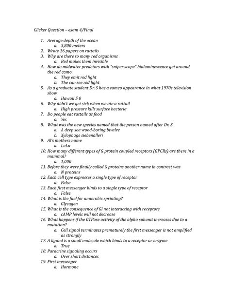 Complete Final Clicker Questions Clicker Question Exam 4 Final 1 Average Depth Of The Ocean