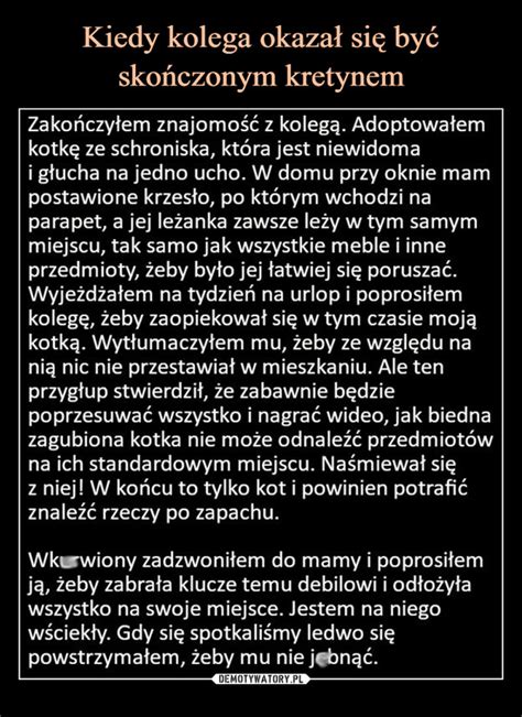 Kiedy Kolega Okaza Si By Sko Czonym Kretynem Demotywatory Pl