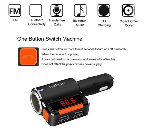 Earldom M Dual Usb Car Charger Bluetooth Handsfree Call