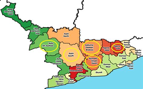 Figure 1 Map Of The Central Region Showing The Study Districts In The