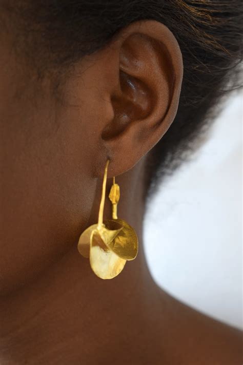 African Fulani Earring Womens Gold Brass Creoles Ethnic Etsy