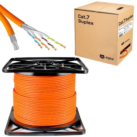 100m Ethernet Kabel CAT 7 Duplex Netzwerkkabel Orange 132 90