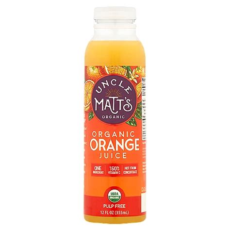 Uncle Matt S Organic Orange Juice Pulp Free 12 Fl Oz Shoprite