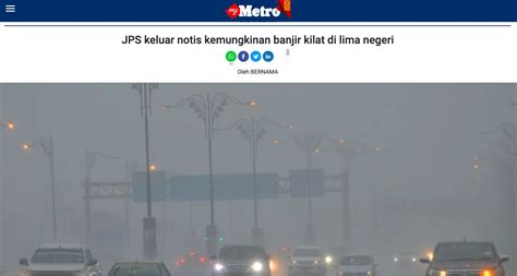 My Metro JPS Keluar Notis Kemungkinan Banjir Kilat Di Lima Negeri Media