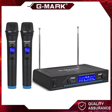 G MARK G210V Microfone Sem Fio Karaoke Profissional 2 Canais Portátil