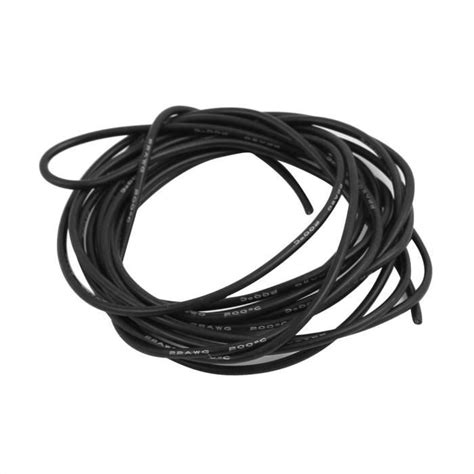 2 mètres jauge noir 22AWG Câble cuivre multibrins souples fil Silicone