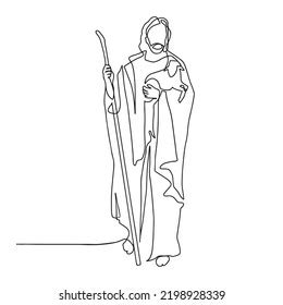 Continuous Line Drawing Jesus Christ Vector Vetor Stock Livre De