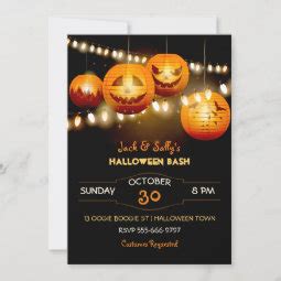 Halloween Jack O Lantern String Lights Invitation | Zazzle