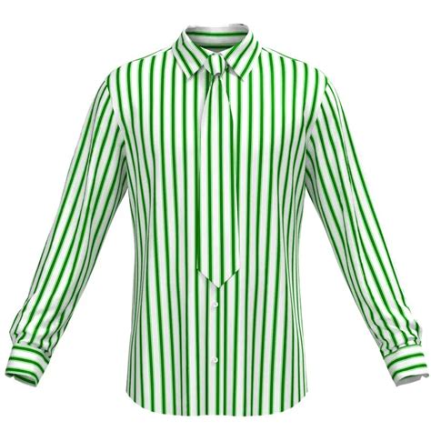 Mens 100 Silk Green Striped Dress Shirt Long Sleeve