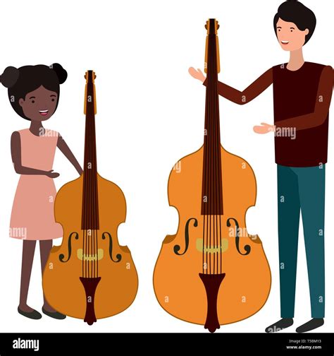 Man With Daughter And Fiddle Character Stock Vector Image Art Alamy