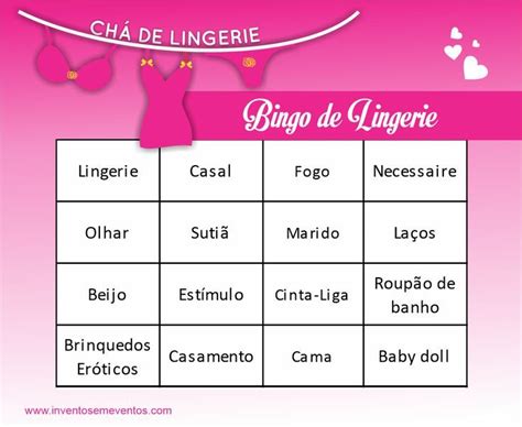 Modelo De Bingo Cha De Lingerie