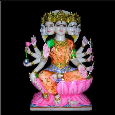 Multicolor Painted Marble Gayatri Statue Packaging Type Wooden Box