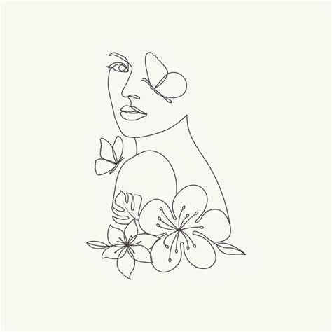 Cabeza De Mujer De Belleza Con Mariposas Y Flores Ilustraci N De Dibujo