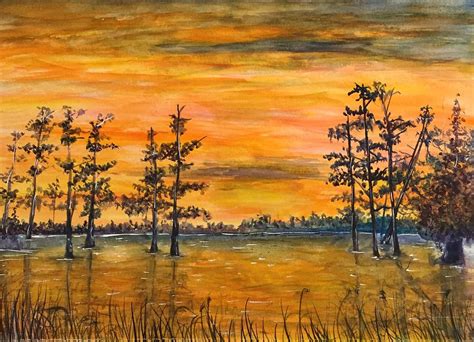 Swamp Sunset Painting By Hugh Patterson Fine Art America