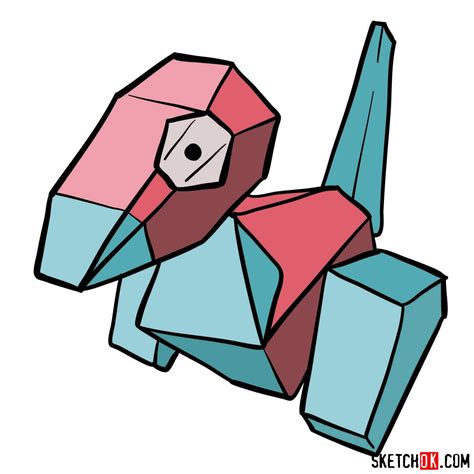 How to draw Porygon | Pokemon - Sketchok easy drawing guides