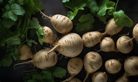 Premium AI Image | Jicama on a dark background Generative AI