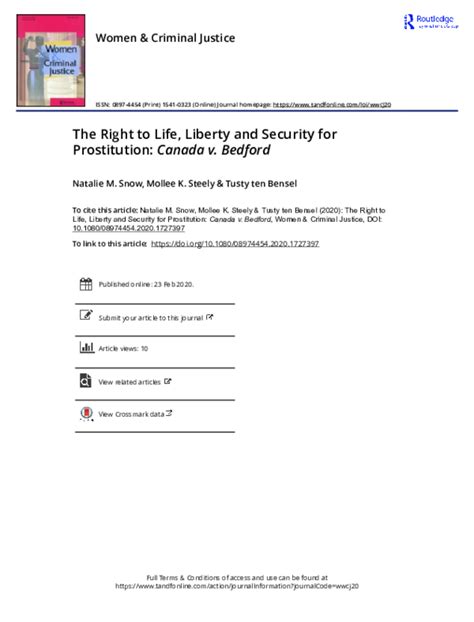 Pdf The Right To Life Liberty And Security For Prostitution Canada