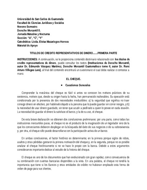 Material De Apoyo De Derecho Mercantil Ii Los Titulos Representativos