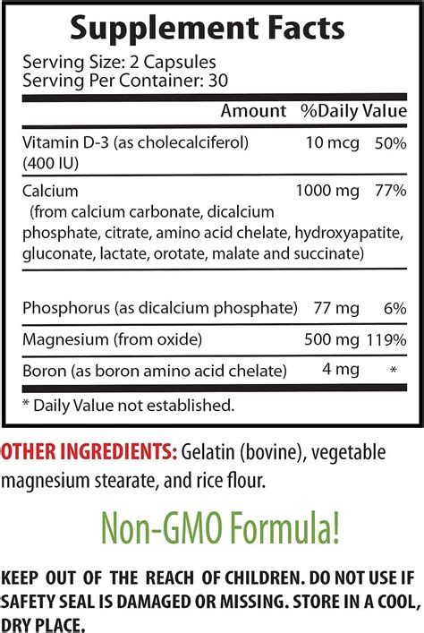 Bone Growth Supplement - Calcium, Magnesium, Phosphorus, Vitamin D-3 ...