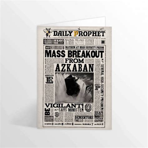 The Daily Prophet Mass Breakout From Azkaban Notecard MinaLima