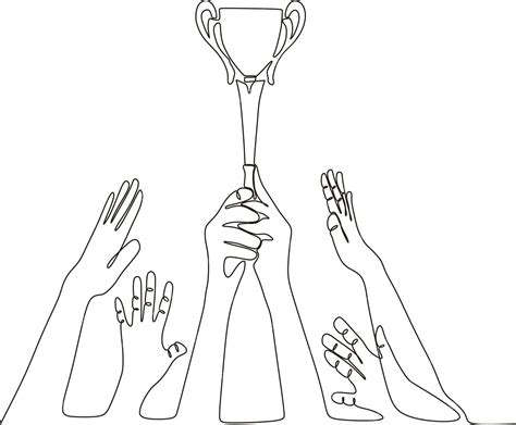 Premium Vector Vector Continuous Line Drawing Hand Holding Trophy