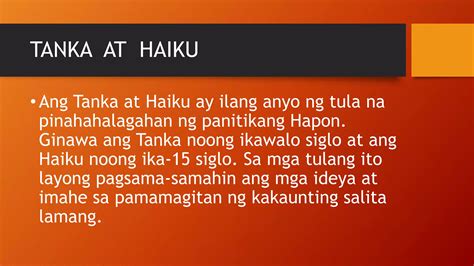 Kaligirang Pangkasaysayan Ng Tanka At Haiku Ppt