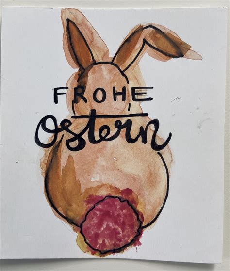 Karte Mit Osterhase Aus Wasserfarben Diy Easter Cards Easter Diy