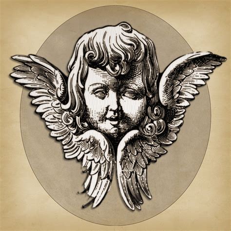 Angel Face With Wings Tattoo