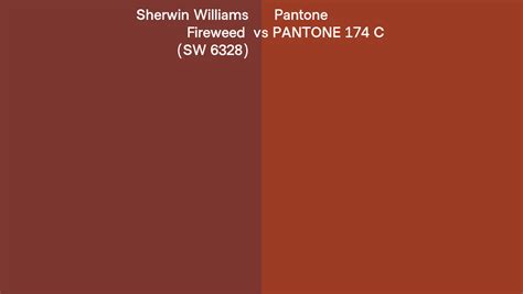 Sherwin Williams Fireweed Sw 6328 Vs Pantone 174 C Side By Side