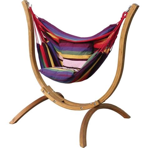 Hamac Chaise Avec Support Bois Santiago Multicolore Cdiscount Jardin