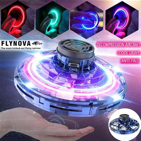 FlyNova Vliegende Spinner Met LED ZWART Originele Fidget Spinner