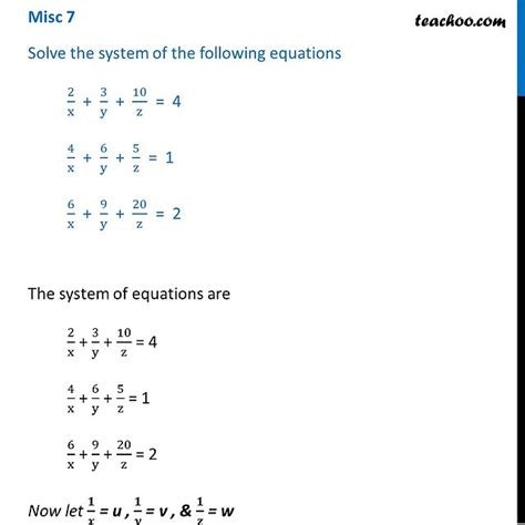 Misc 7 Solve Equations 2 X 3 Y 10 Z 4 4 X 6 Y 5 Z 1