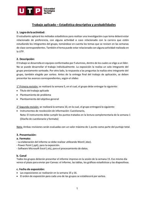 Trabajo aplicado Estadística descriptiva y probabilidades Logro de