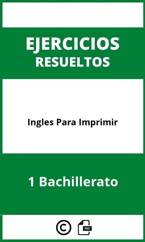 Ejercicios De Ingles Bachillerato Para Imprimir Pdf