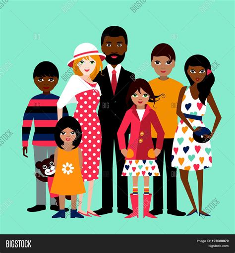Mixed Race Family 5 Vector & Photo (Free Trial) | Bigstock