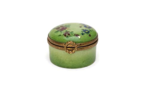 Hand Painted Limoges Pill Box Porcelain Trinket Box French