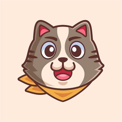 Adorable Personaje De Dibujos Animados De Cabeza De Gato Vector Premium