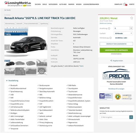 Renault Arkana im Leasing für 240 mtl brutto ntv Autoleasing