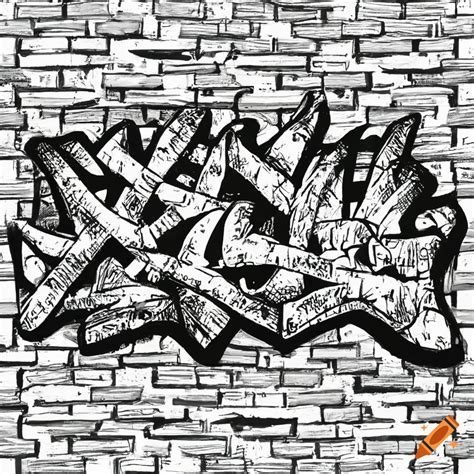 Black And White Sketch Of Graffiti Bricks On Craiyon