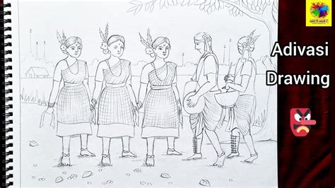 Adivasi Dance Drawing আদবসদর নচ আক Tribal people drawing