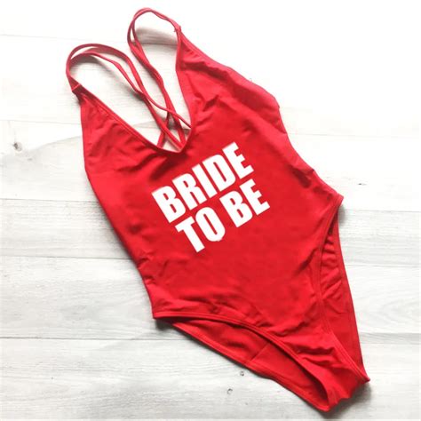 Bride To Be Swimsuit Women Summer Thong One Piece Swimwear Funny Letter