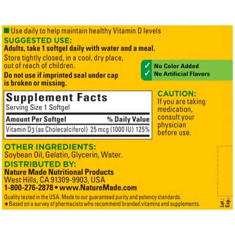 Nature Made Vitamin D3 Softgels 300 Ct Fred Meyer