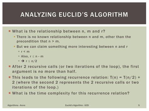 Euclid S Algorithm For Greatest Common Divisor Time Complexity Analysis