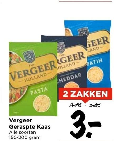 Vergeer Geraspte Kaas 150 200 Gram Aanbieding Bij Vomar