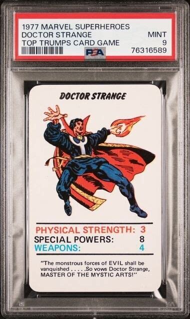 MARVEL SUPERHEROES DOCTOR STRANGE 1977 TOP TRUMPS CARD PSA 9 HOLY GRAIL