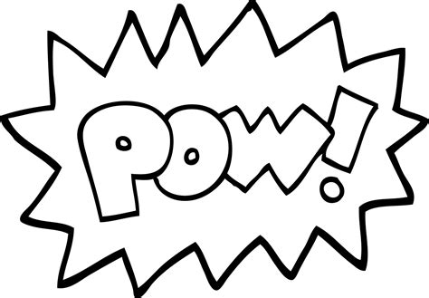 black and white cartoon pow symbol 12552253 Vector Art at Vecteezy