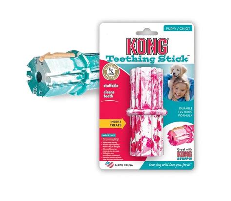 Kong Puppy Teething Stick Dog Toy One Piece Assorted Pinkblue