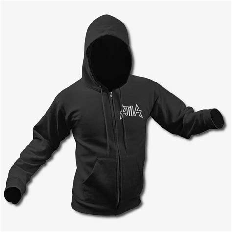 Attila Zip Up Hoodie, Attila Band Logo Black Zip Hoodie, Power Metal ...